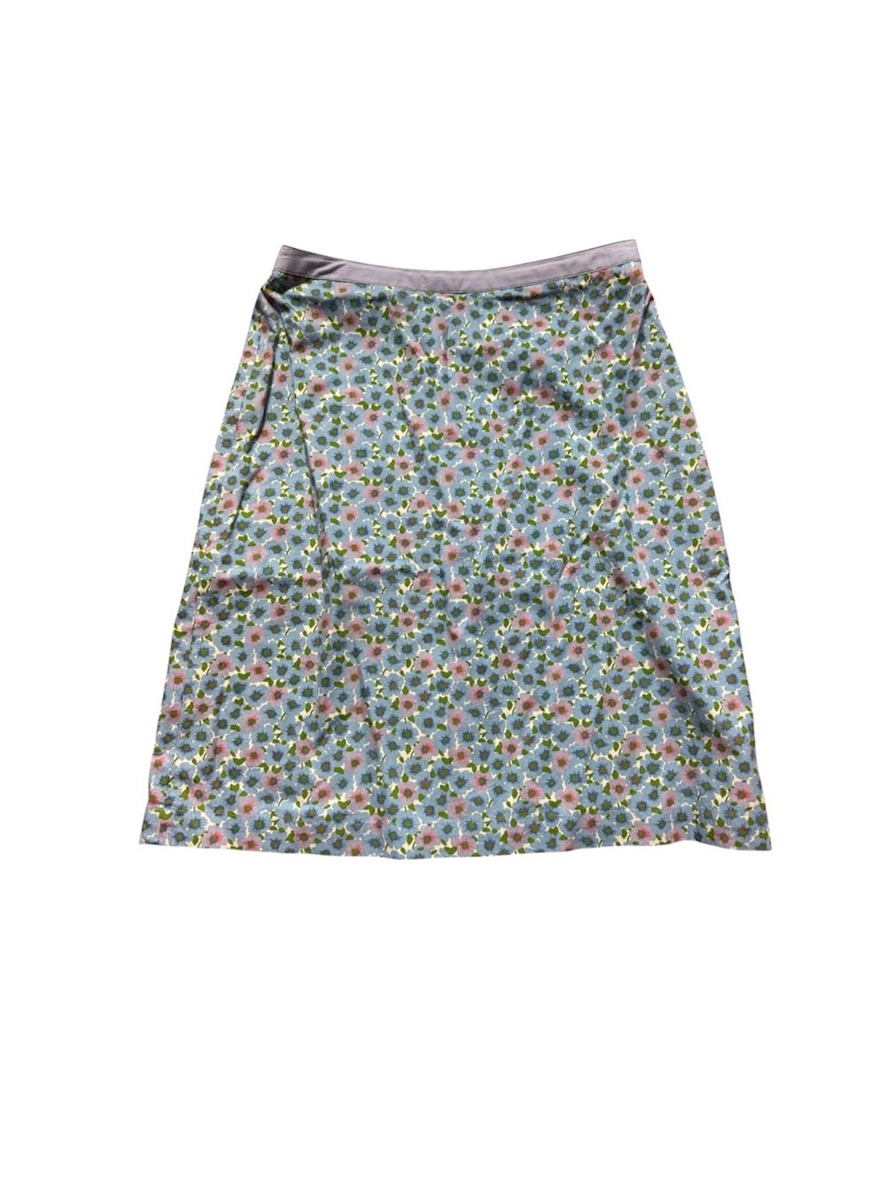 Boden Floral A-Line Skirt in Pastel Blue and Pink 6R